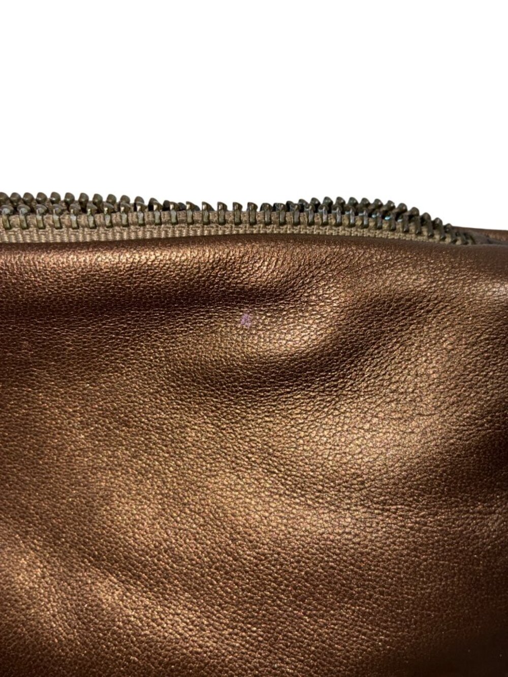 Rough & Tumble Metallic Bronze Leather Pouch With Zipper Closure & Interior Pock - Picture 4 of 8